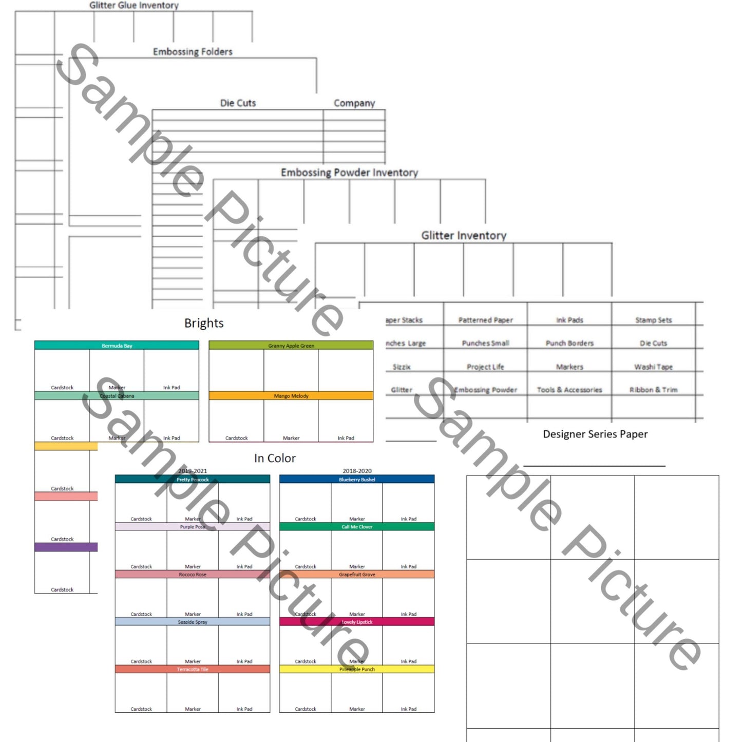 Download Ultimate Stampin Up Paper Cardstock Tool Inventory Tracking List, Reference Binder Organizer, Storage Craft Supply Chart Index