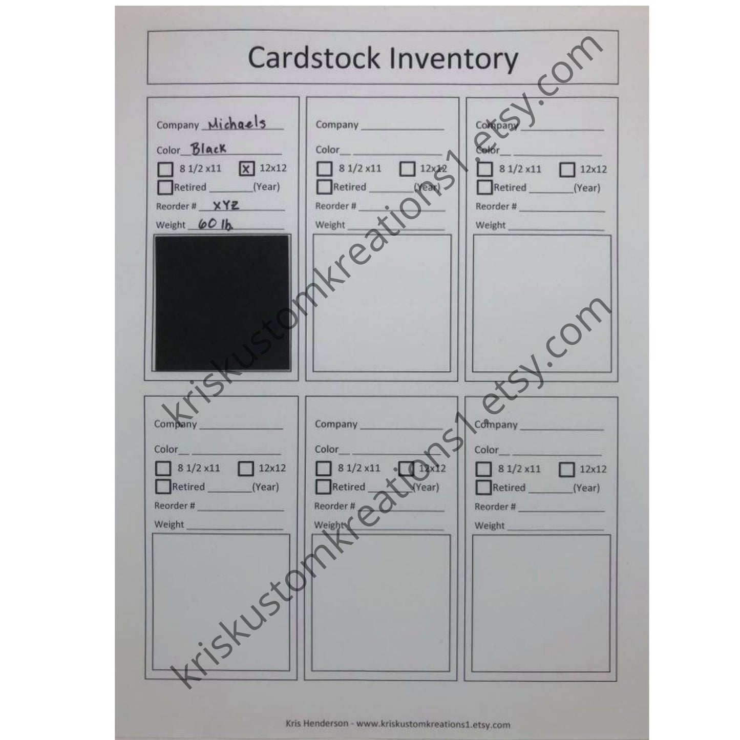 Download Stampin Up Paper Cardstock Sample Inventory Tracking List, Reference Binder Organizer, Storage Craft Supply Chart Index