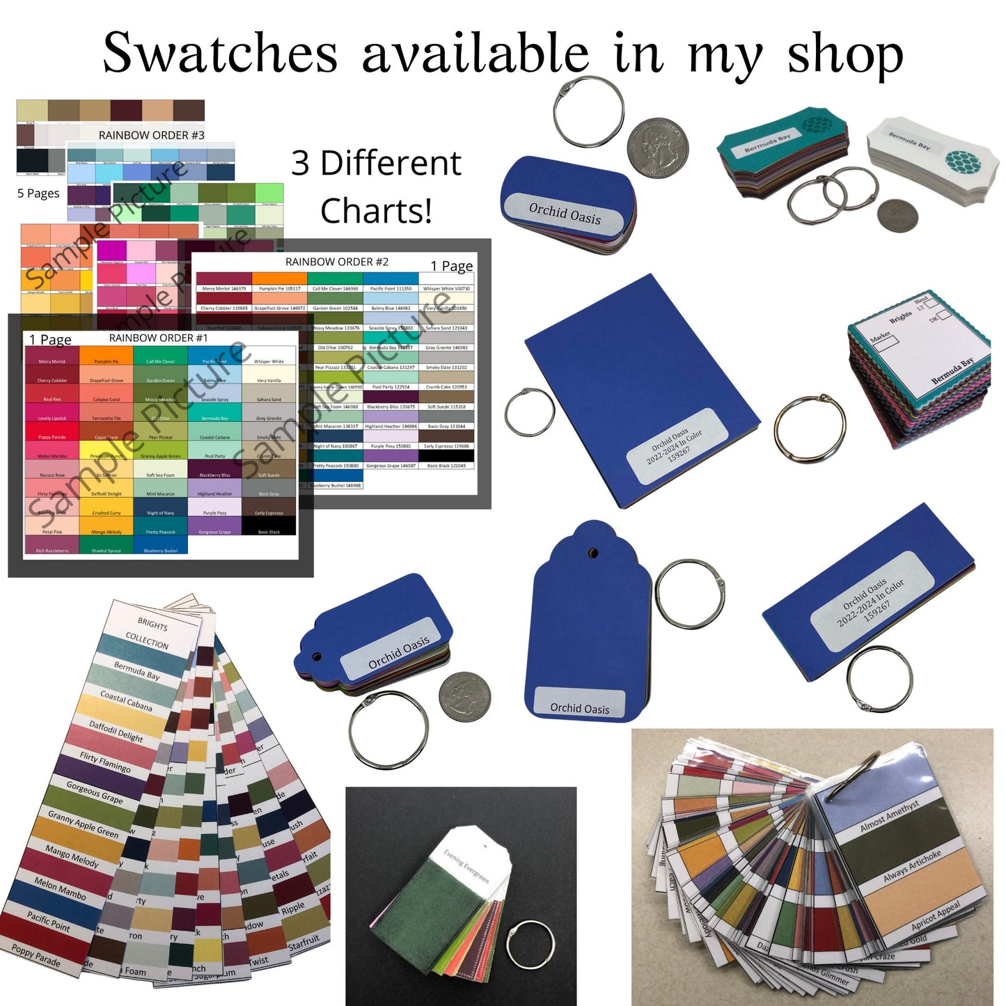 16 Genuine Rectangle Stampin Up 2023-2025 Paper Cardstock Color Ring Tool Color Swatch Book Sampler Guide Color Coach Cards