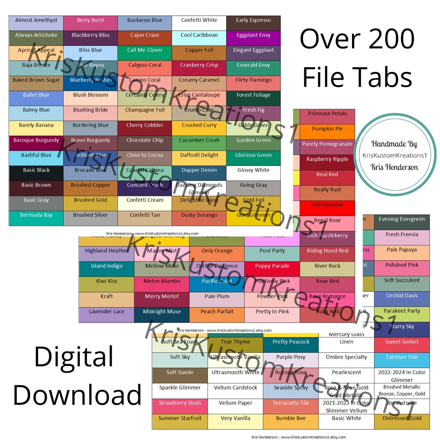 Download over 200 Stampin Up Paper Cardstock Tool ALL Colors Hanging Folder File Tabs Chart Organization Template