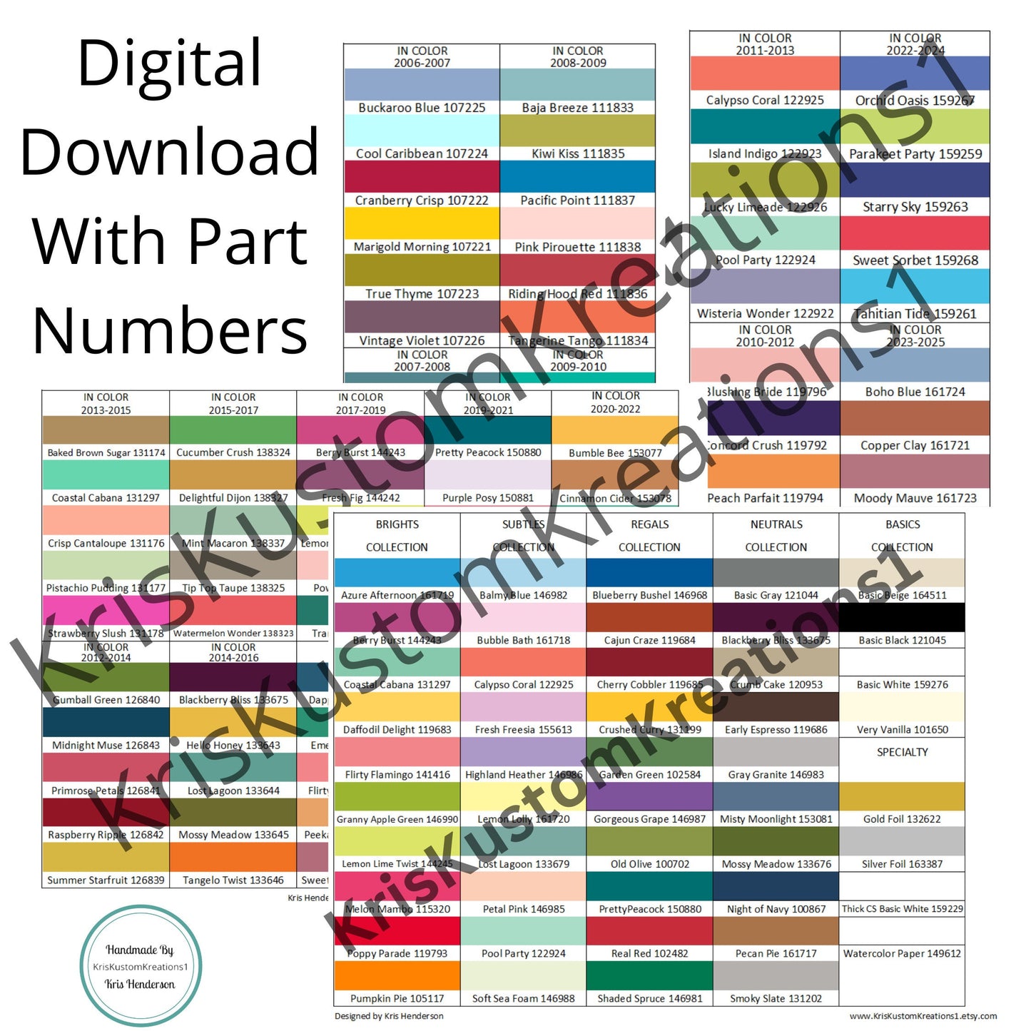 Download Stampin Up Paper Cardstock Tool Color Swatch Book Chart Organization Template with Part Numbers