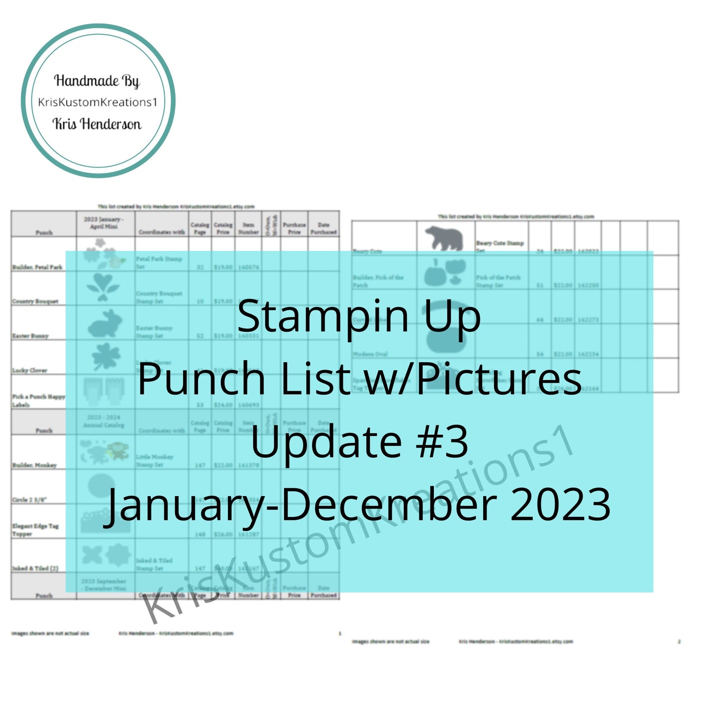 Update #3 Download Jan-Dec 2023 Stampin Up Tool Paper Cardstock Punch Tracking List, Inventory, Reference Index with pictures