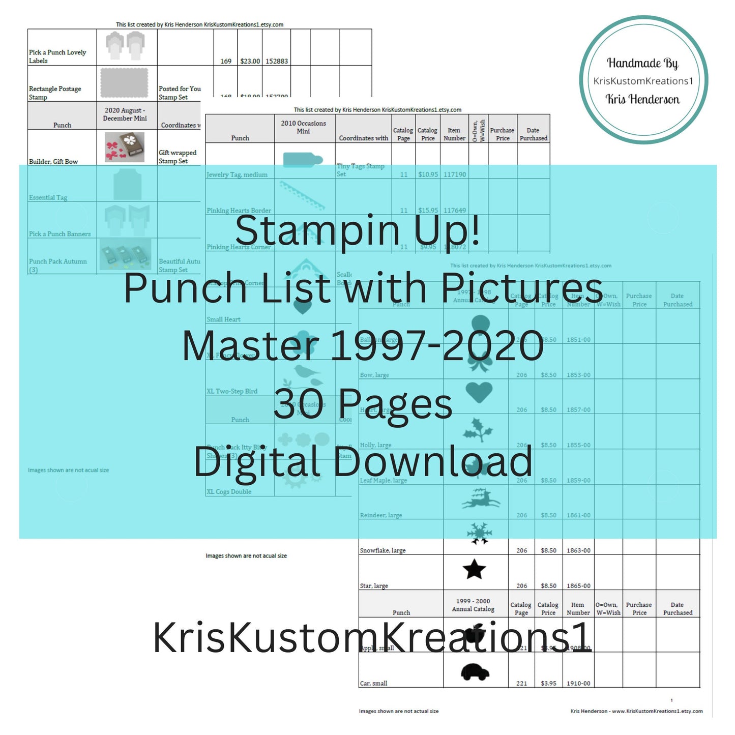 Download Stampin Up Tool Paper Cardstock Master Punch Tracking List, Inventory, Reference Index Organizer with pictures