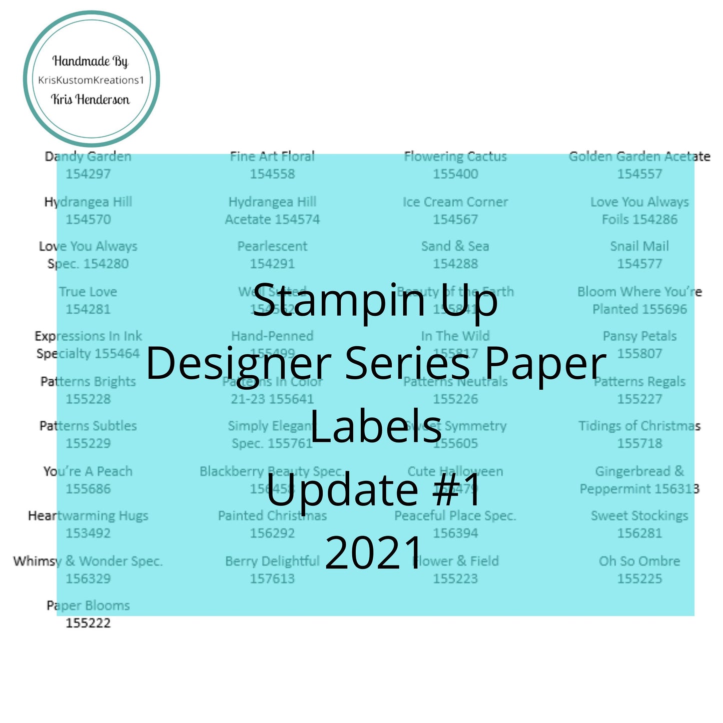 Download Stampin Up Designer Series Paper Labels Update #1, 2021 Specialty, Tool Paper Cardstock
