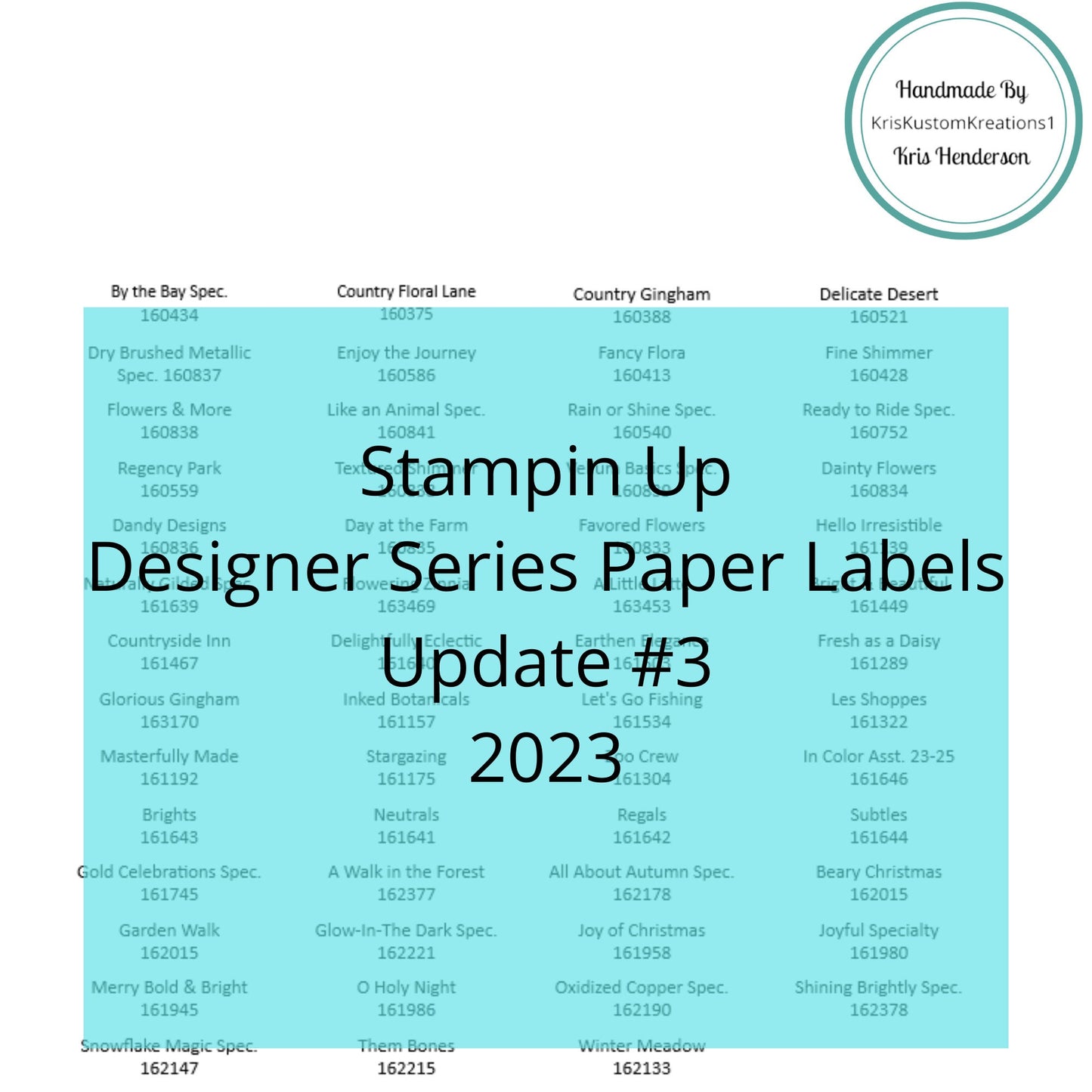 Download Stampin Up Designer Series Paper Labels Update #3, 2023, Specialty, Tool Paper Cardstock