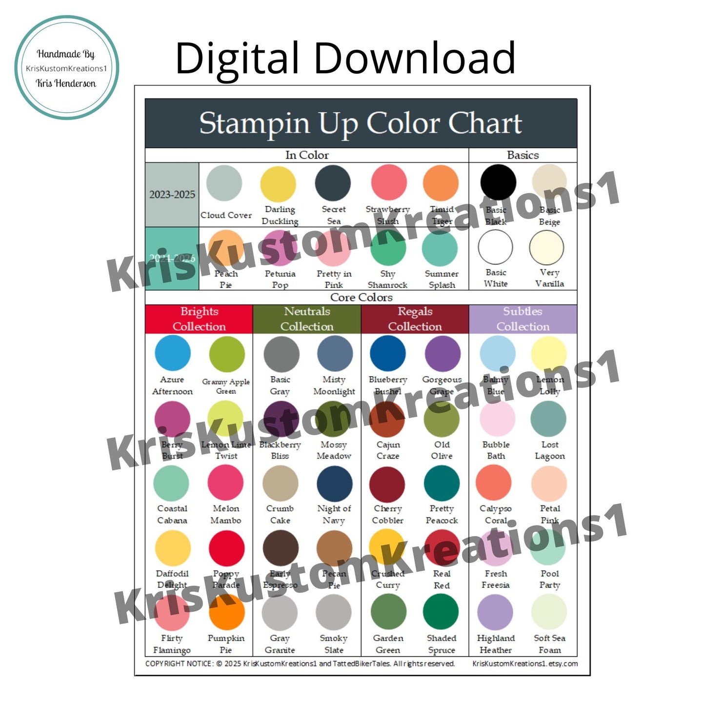 Download Stampin Up Paper Cardstock Tool Color Reference 1 Page Circle Chart Inventory Organization Template