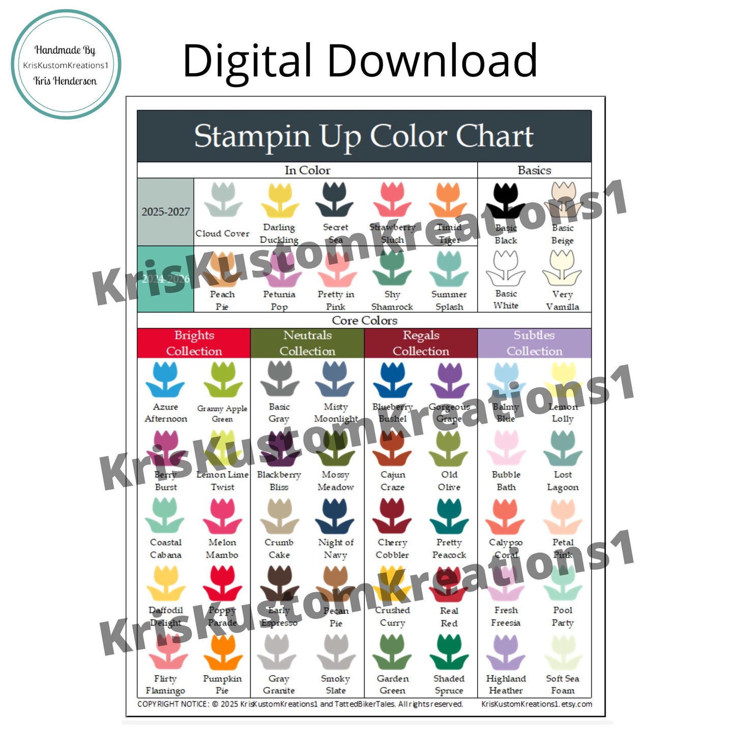 Download Stampin Up Paper Cardstock Tool Color Reference 1 Page Flower Chart Inventory Organization Template