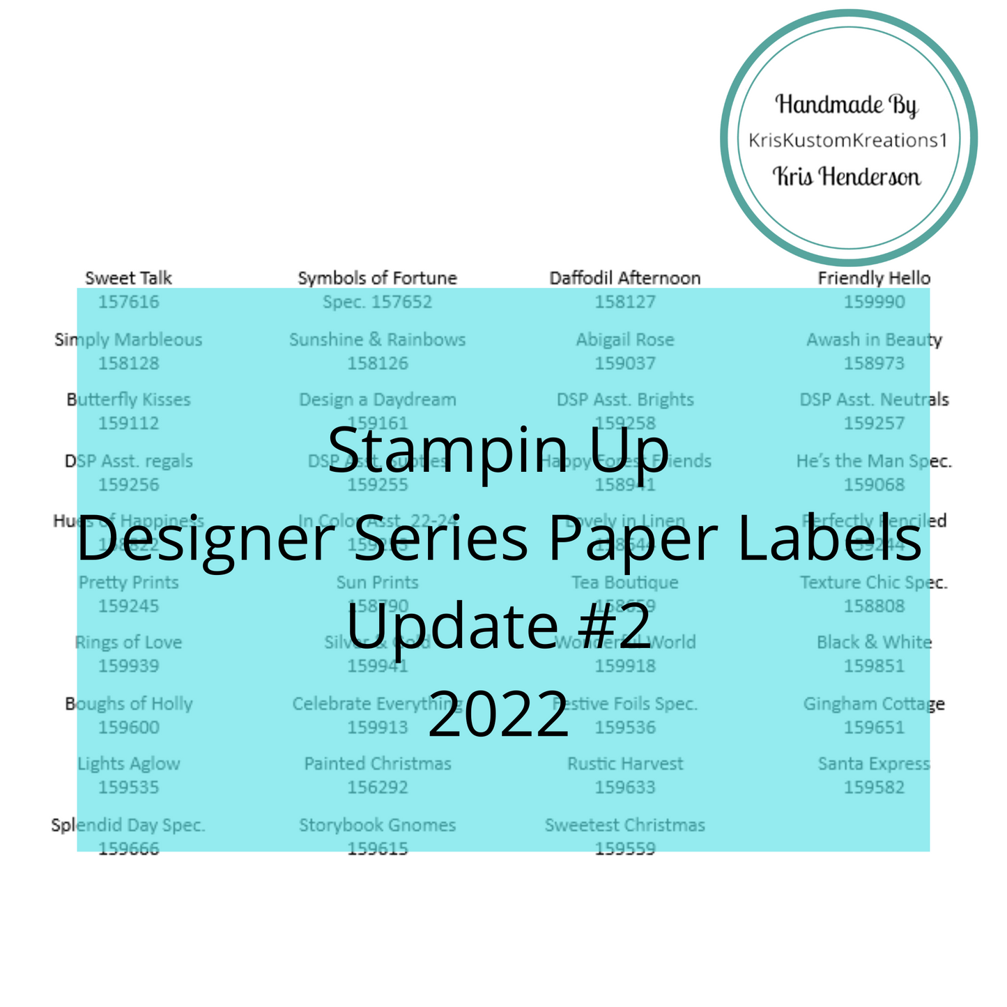 Download Stampin Up Designer Series Paper Labels Update #2, 2022, Specialty, Tool Paper Cardstock (Copy)