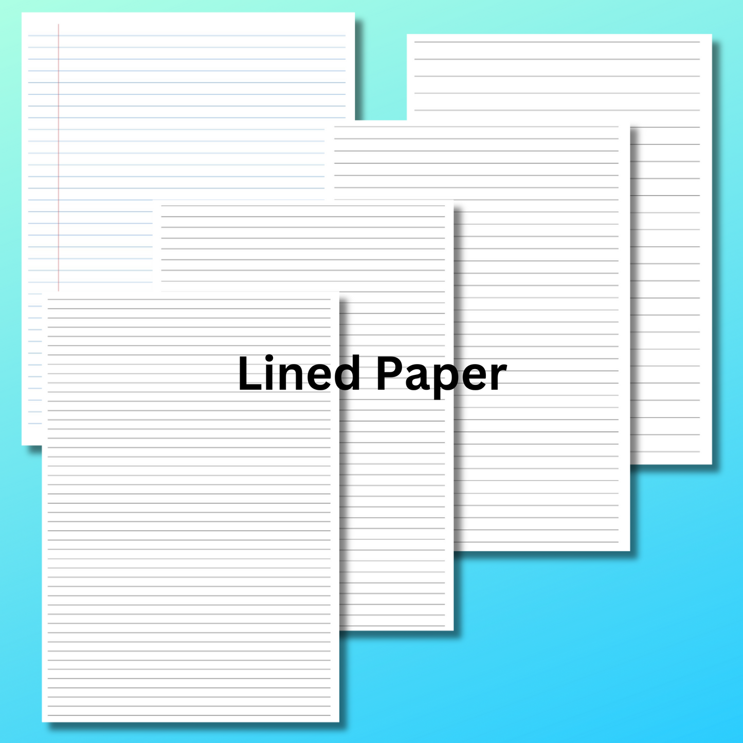 Printable Lined, Dotted and Grid Paper Digital Download Bundle