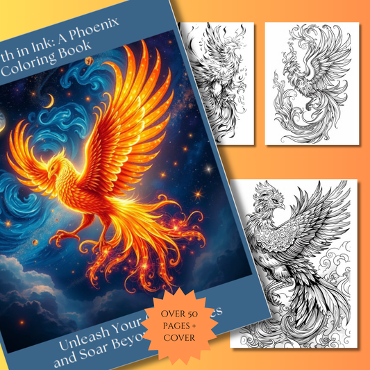 Rebirth in Ink: A Phoenix Coloring Book