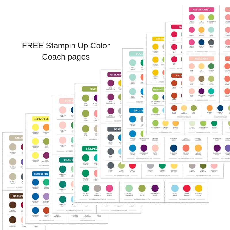 Download 44 page Stampin Up Paper Cardstock Color Inspiration Reference Tool All Color Guide Chart Color Combo Coach