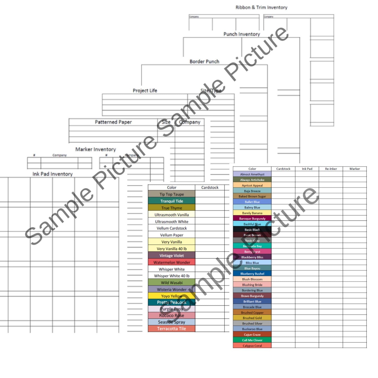 Download Ultimate Stampin Up Paper Cardstock Tool Inventory Tracking List, Reference Binder Organizer, Storage Craft Supply Chart Index