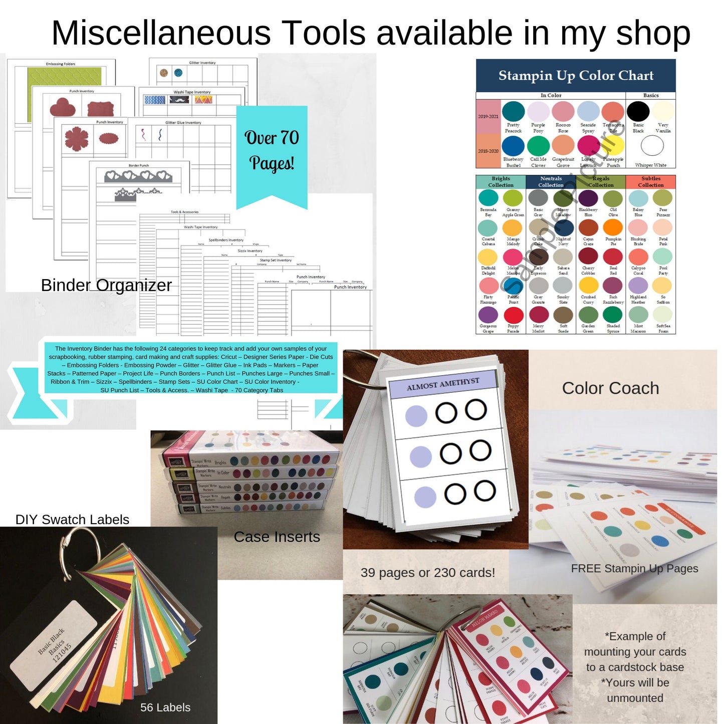 Download 80 Stampin Up Retired Ink, Paper, Cardstock, DSP Label Collection, Tool Organizer, Card Making, Card Keeper