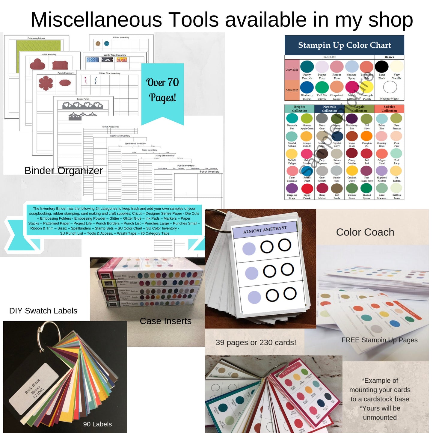 Update #1 Download Jan- Dec 2021 Stampin Up Tool Paper Cardstock Master Punch Tracking List, Inventory, Reference Index Organizer w/pictures