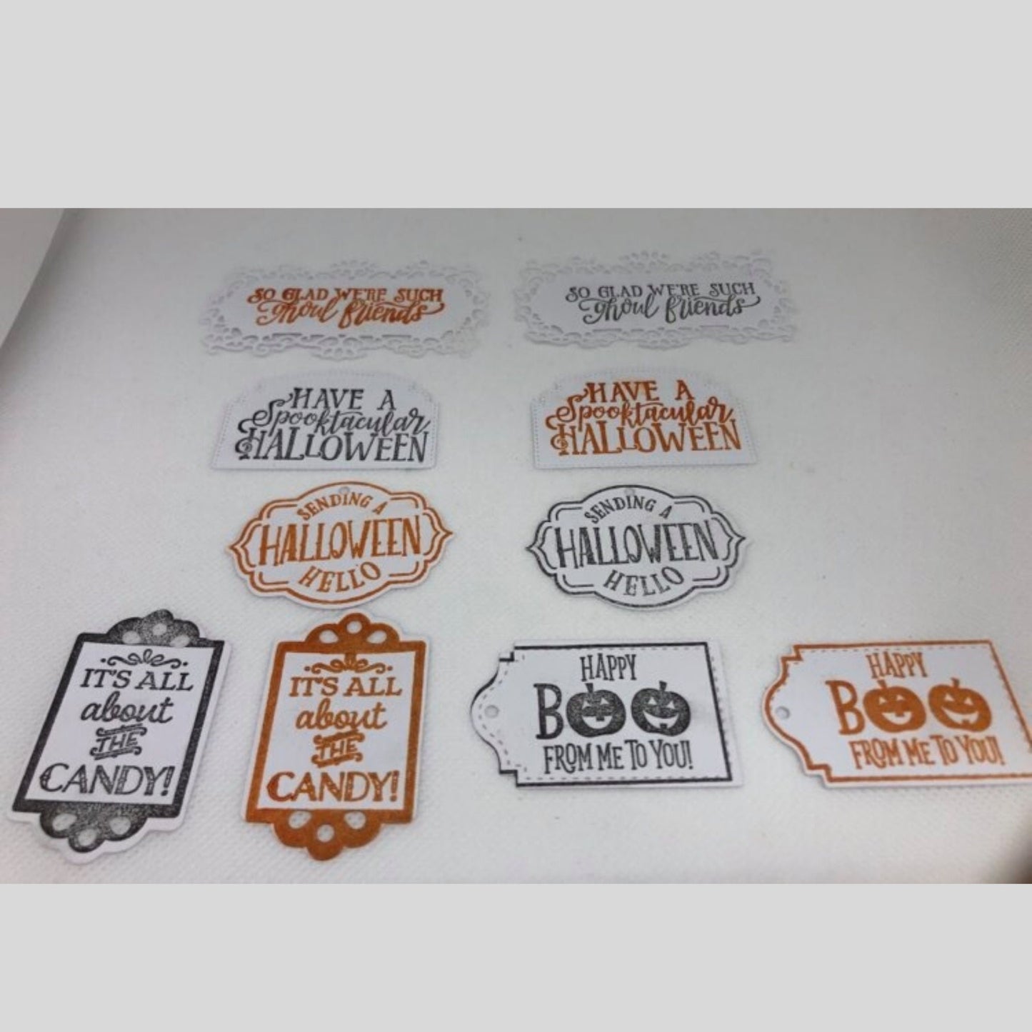 Genuine Stampin Up Halloween Paper Cardstock 15 pc. Candy Wrapper Gift Box Punch Shape Die Cut Gift Tags