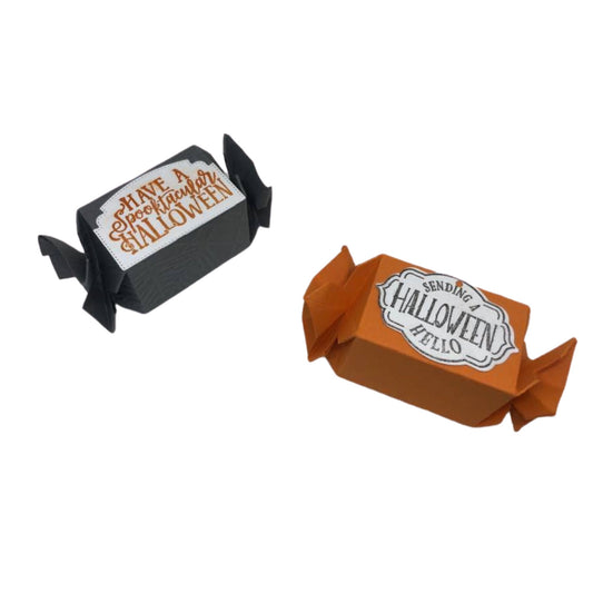 Genuine Stampin Up Halloween Paper Cardstock 15 pc. Candy Wrapper Gift Box Punch Shape Die Cut Gift Tags