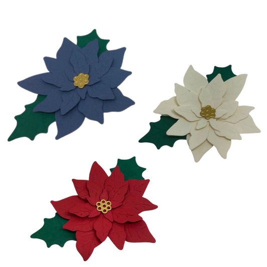 Genuine Stampin Up Tool Paper Cardstock 16 pc Poinsettia Flower Punch Shape Die Cut Gift Tags
