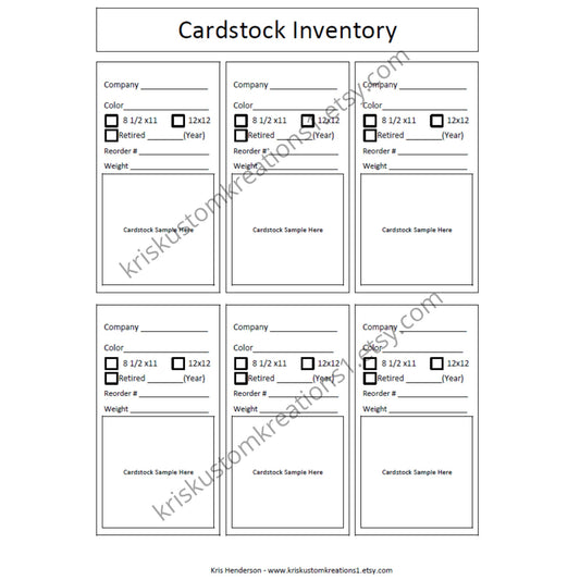 Download Stampin Up Paper Cardstock Sample Inventory Tracking List, Reference Binder Organizer, Storage Craft Supply Chart Index