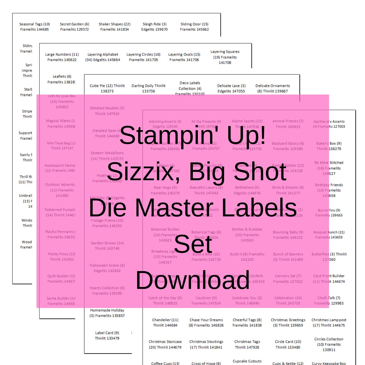 Download Stampin Up Tool Paper Cardstock Sizzix Big Shot Master Die Label Collection