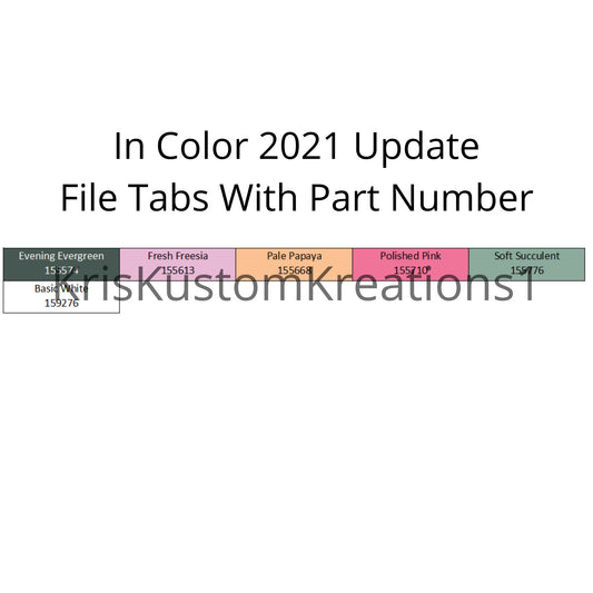 Retired Stampin Up Paper Cardstock 2021 - 2023 In Color Tool Hanging Folder File Tabs Chart Organization Template