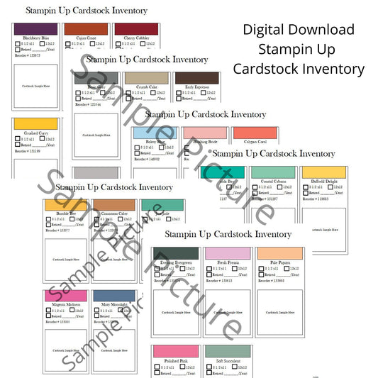 Download Stampin’ Up Cardstock Inventory Tracker, Printable Inventory Sheets, Color Swatch Template, Retired Colors List