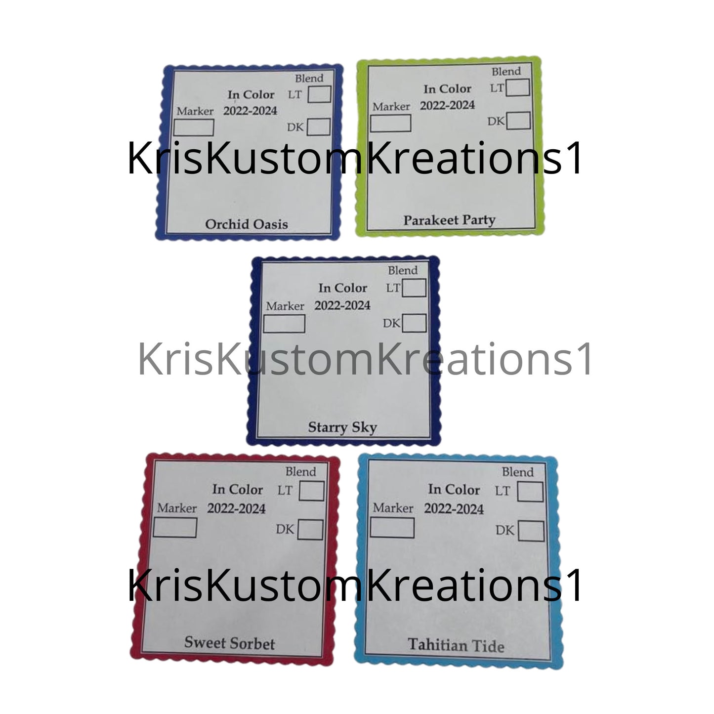 2022 Update 5 Genuine Scallop Square Stampin Up Paper Cardstock Color Ring Tool Color Palette Swatch Book Sampler Guide Color Coach Cards
