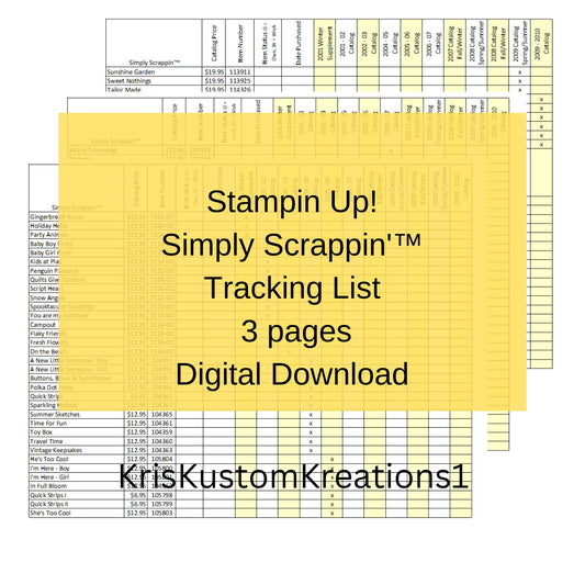 Download Stampin Up Tool Paper Cardstock Simply Scrappin&#39; Tracking List, Inventory, Reference Index Organizer