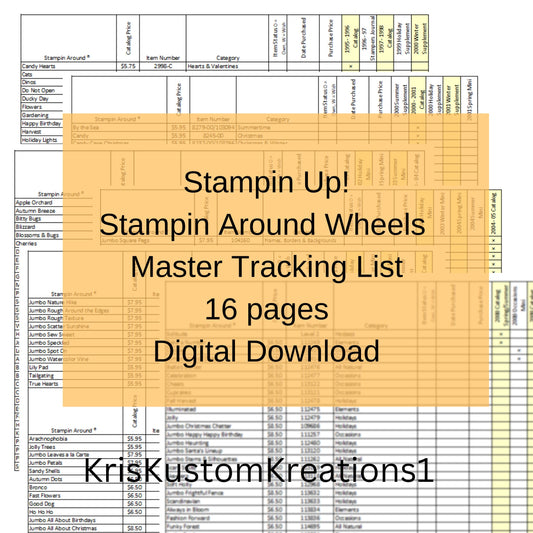Download Stampin Up Tool Paper Cardstock Master Stampin Around Wheel Tracking List, Inventory, Reference Index Organizer