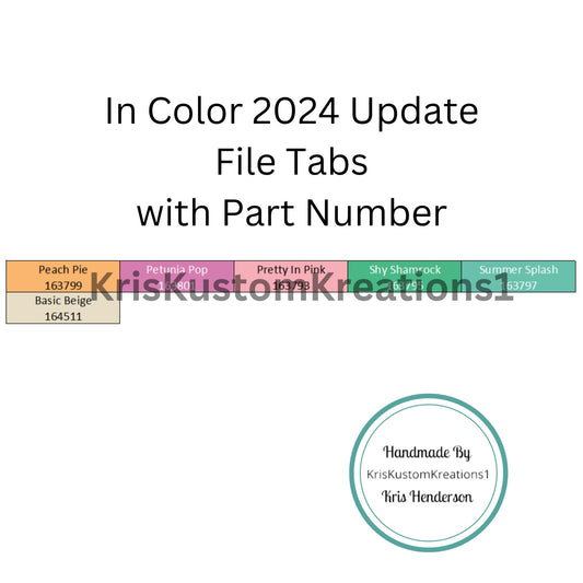 Stampin Up Paper Cardstock 2024 - 2026 In Color Tool Hanging Folder File Tabs Chart Organization Template