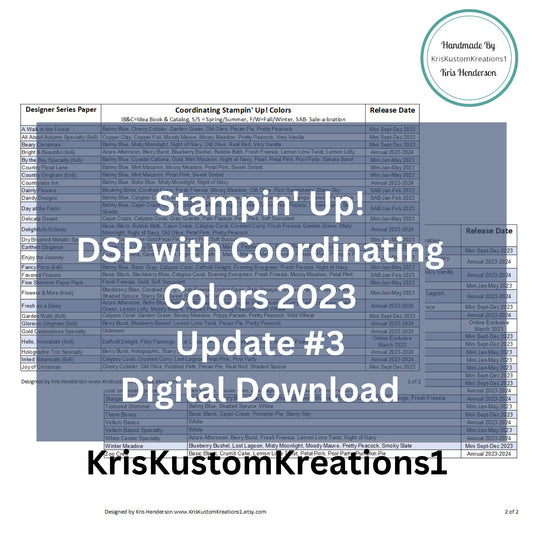 Download Stampin Up DSP with Coordinating Colors Update #3 - 2023 Tool Paper Cardstock Tracking List,Inventory, Reference Index Organizer