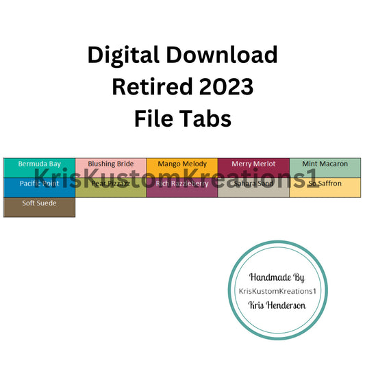 Stampin Up 2023 Retired File Tabs Paper Cardstock Tool Hanging Folder File Tabs Chart Organization Template