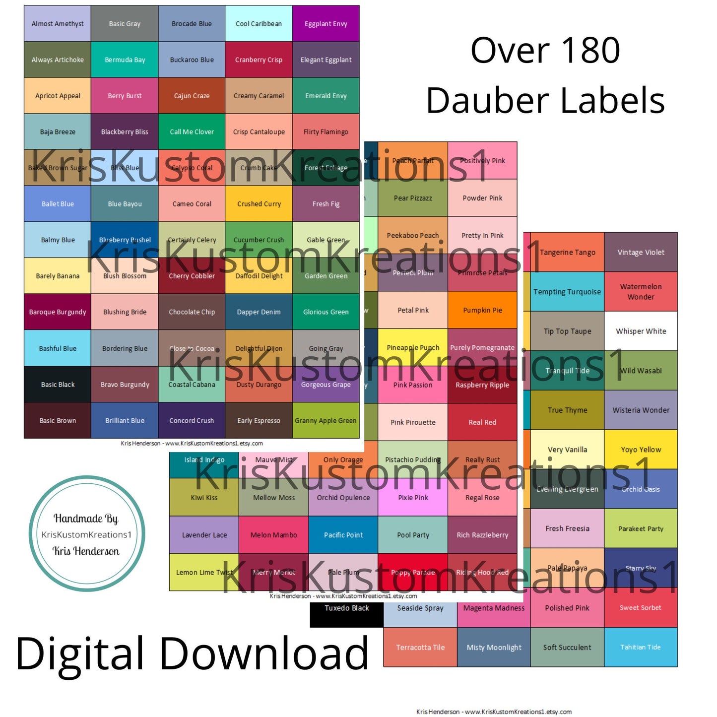 Download Stampin Up Paper Cardstock Tool Sponge Dauber ALL Color Chart Organizer Template