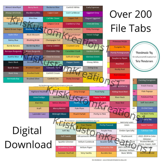 Download over 200 Stampin Up Paper Cardstock Tool ALL Colors Hanging Folder File Tabs Chart Organization Template