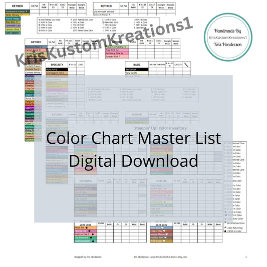 Download Stampin Up Paper Cardstock Tool Color Chart Master Sheet Reference Inventory Organization Template