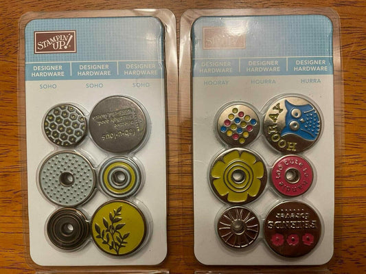 Retired Stampin Up Designer Hardware set of 2 Hooray and Soho