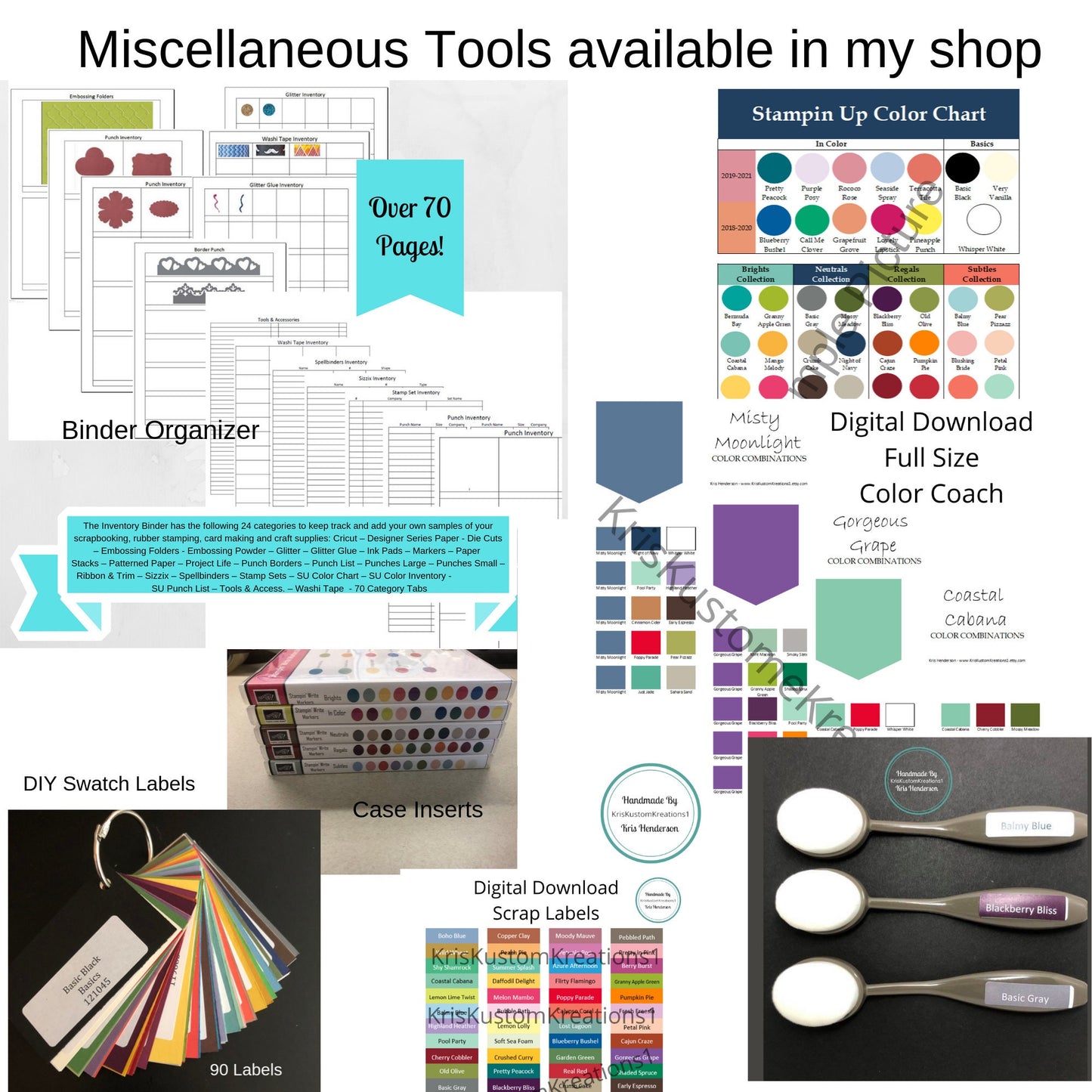 Download Stampin Up Paper Cardstock Tool Sponge Dauber ALL Color Chart Organizer Template