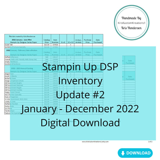 Download Update #2 2022 Stampin Up Tool Paper Cardstock Designer Series Paper Tracking List Inventory Reference Index Organizer