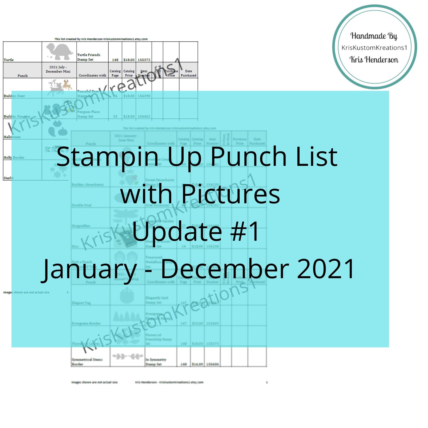 Update #1 Download Jan- Dec 2021 Stampin Up Tool Paper Cardstock Master Punch Tracking List, Inventory, Reference Index Organizer w/pictures