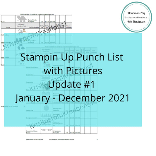 Update #1 Download Jan- Dec 2021 Stampin Up Tool Paper Cardstock Master Punch Tracking List, Inventory, Reference Index Organizer w/pictures