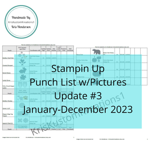 Update #3 Download Jan-Dec 2023 Stampin Up Tool Paper Cardstock Punch Tracking List, Inventory, Reference Index with pictures