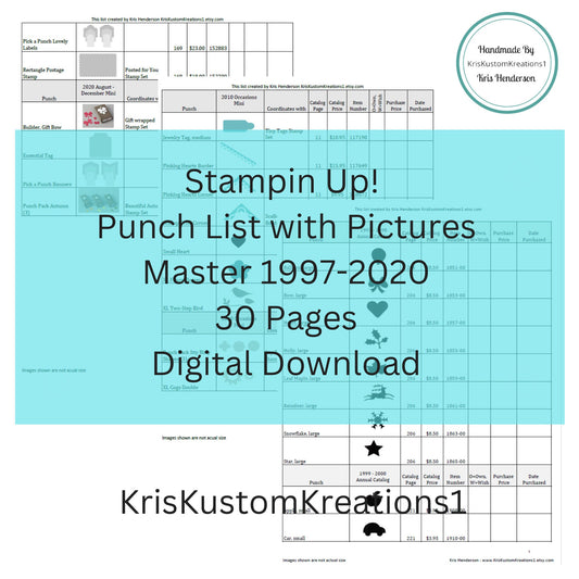 Download Stampin Up Tool Paper Cardstock Master Punch Tracking List, Inventory, Reference Index Organizer with pictures