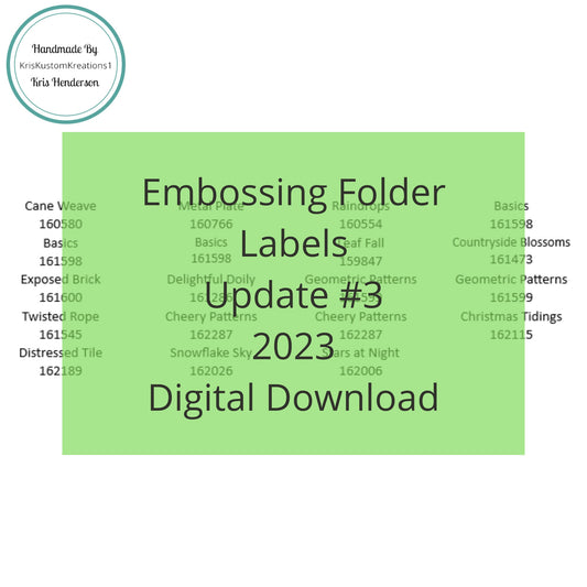 Download Stampin Up Embossing Folder Labels Update #3, 2023 Tool Paper Cardstock