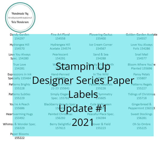 Download Stampin Up Designer Series Paper Labels Update #1, 2021 Specialty, Tool Paper Cardstock