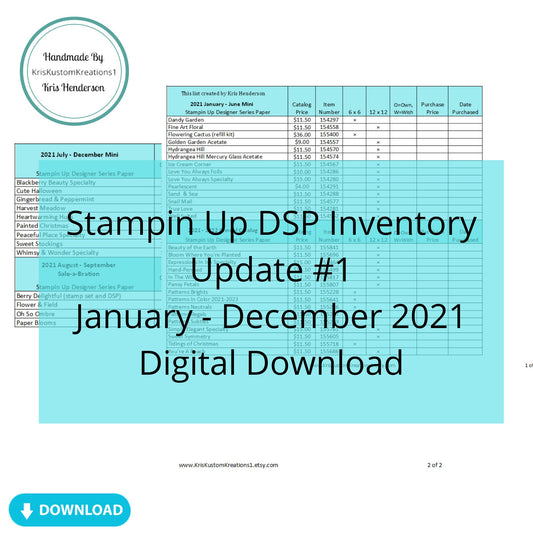Download Update #1 2021 Catalog Stampin Up Tool Paper Cardstock Designer Series Paper Tracking List Inventory Reference Index Organizer