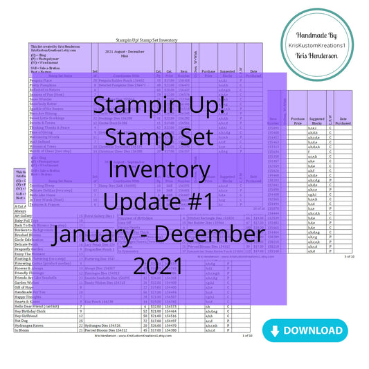 Download Stampin Up Update #1 2021 Annual Catalog Stamp Set Tracking List, Inventory, Reference Index Organizer