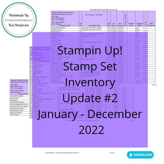 Download Stampin Up Update #2, 2022 Stamp Set Tracking List, Inventory, Reference Index Organizer