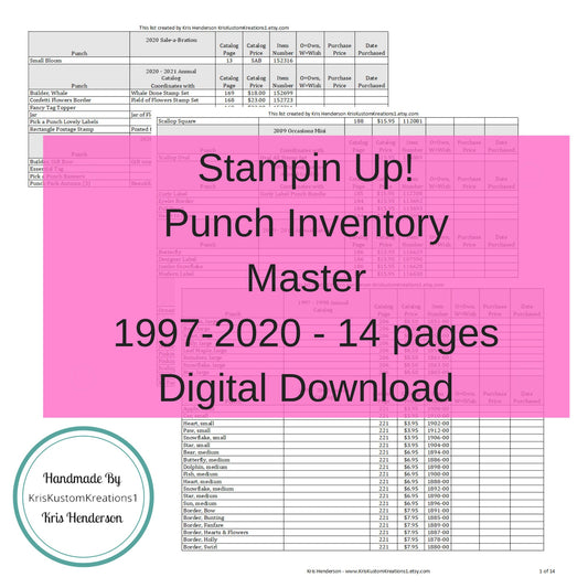 Download Stampin Up Tool Paper Cardstock Master Punch Tracking List, Inventory, Reference Index Organizer