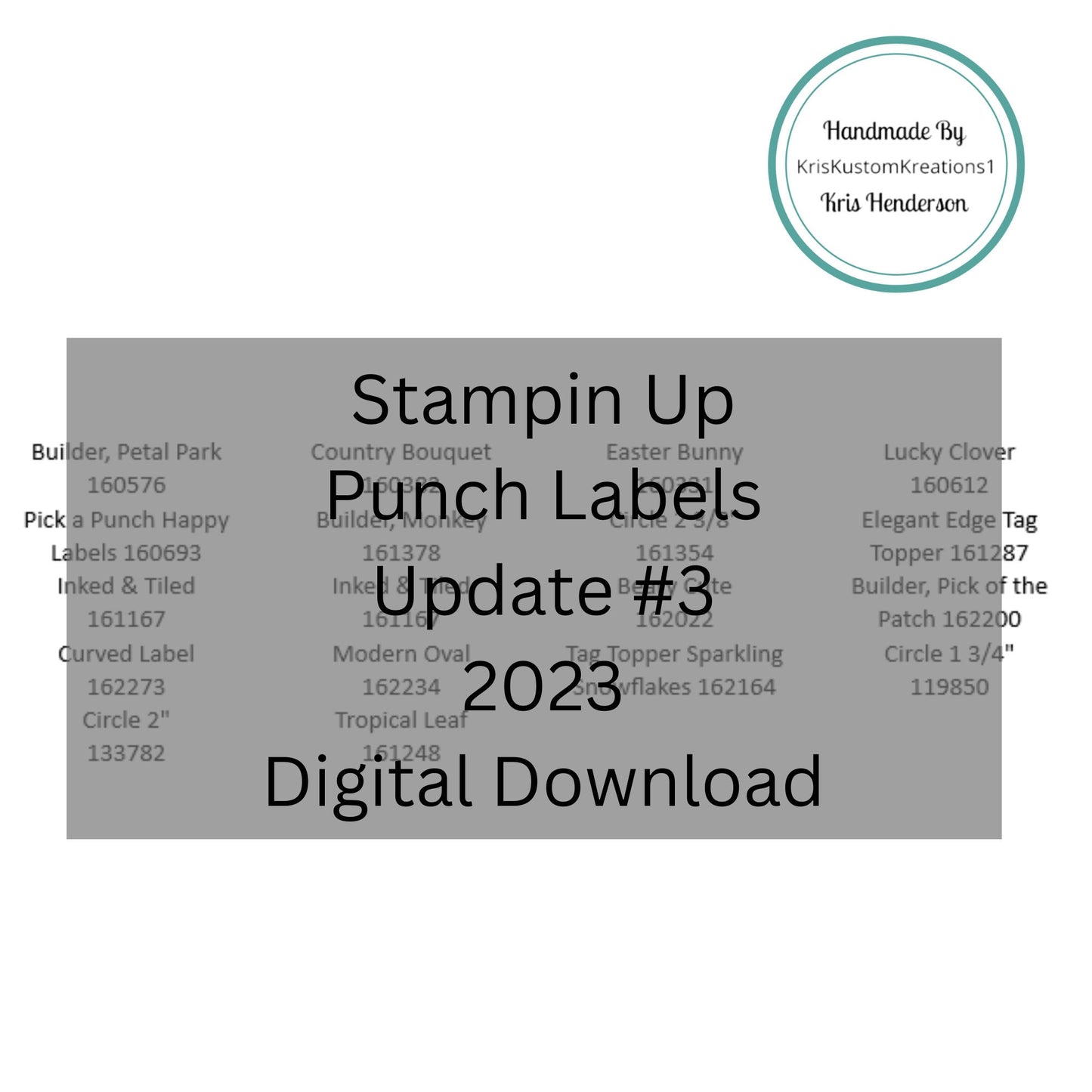 Download Labels for Punches Update #3 2023, Stampin Up Tool Paper Cardstock