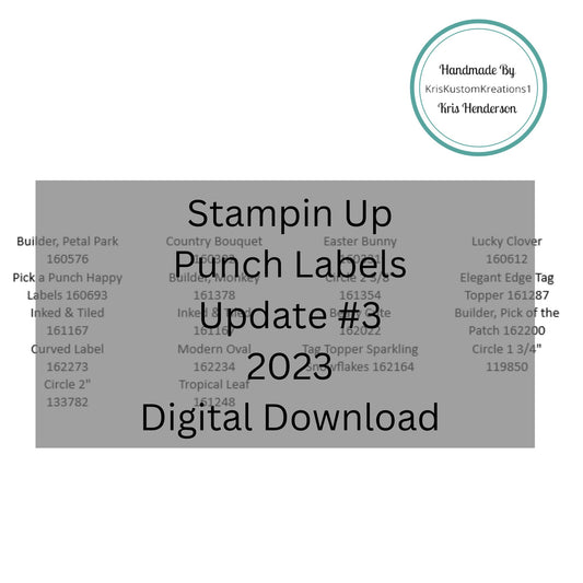 Download Labels for Punches Update #3 2023, Stampin Up Tool Paper Cardstock