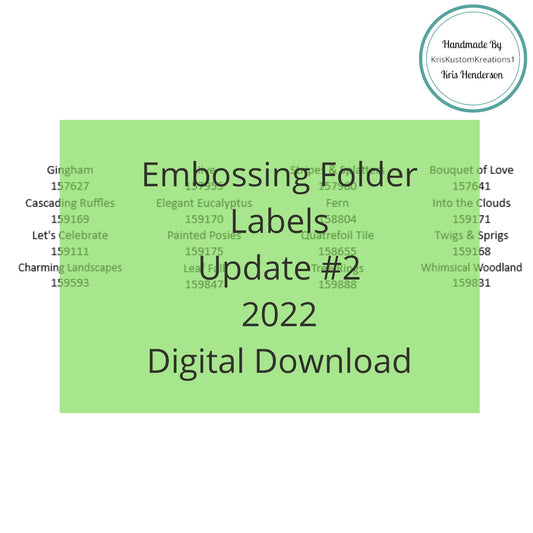 Download Stampin Up Embossing Folder Labels Update #2, 2022 Tool Paper Cardstock